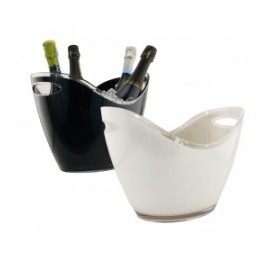 Small Black or White Oval Wine Bucket with Logo  Small Black or White Oval Wine Bucket with Logo