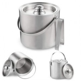 Double Walled Stainless Steel Ice Bucket 1.3L with Logo  Double Walled Stainless Steel Ice Bucket 1.3L with Logo