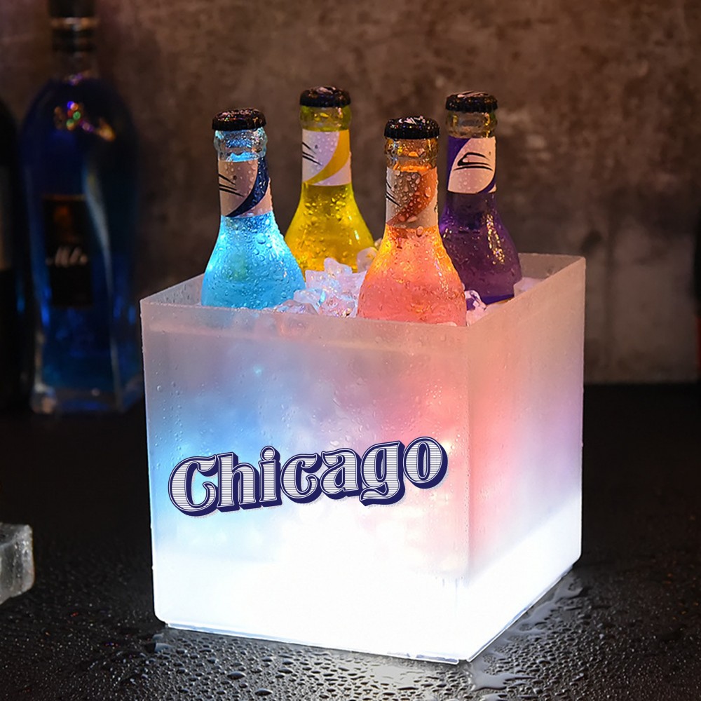 Square Double-Layer PP Glowing Ice Wine Bucket with Logo