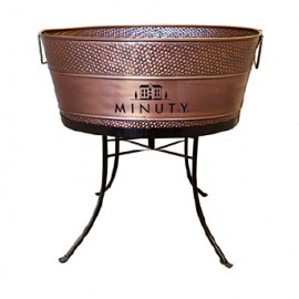 Customizes BREKX Aspen Hammered Beverage Tub in Antique Copper Finish with 13-inch Stand