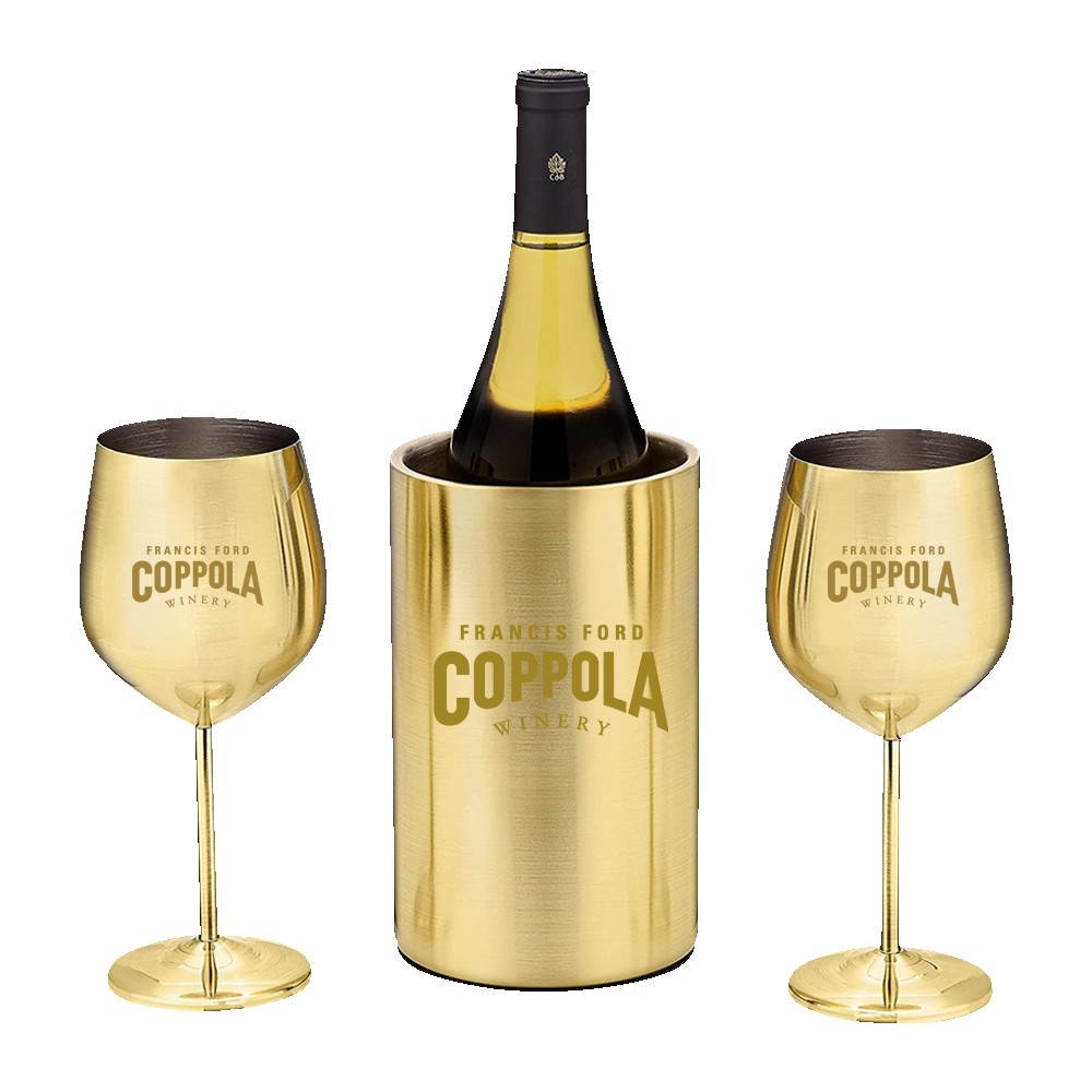 Personalized Stainless Steel Wine Chiller Glass Set