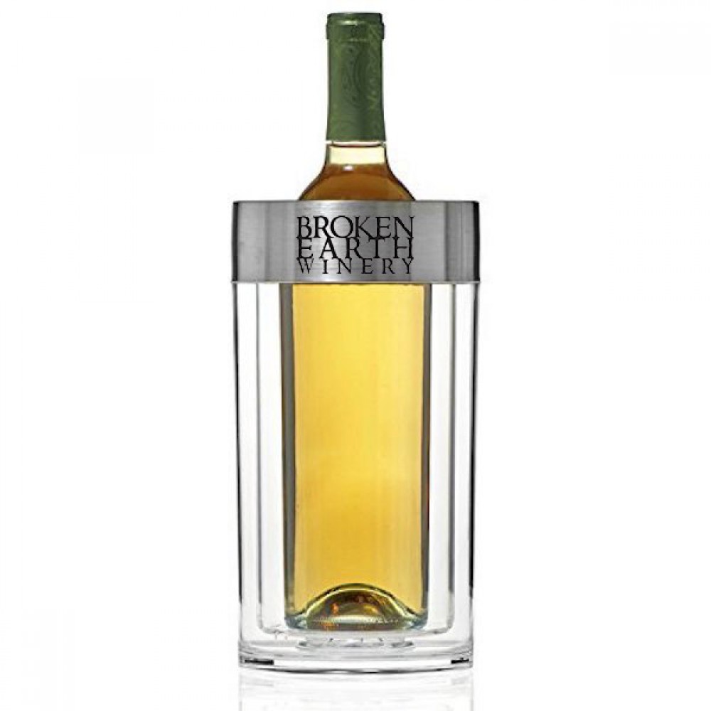 Single Wine Bottle Chiller (Stainless Steel Acrylic Hybrid) with Logo