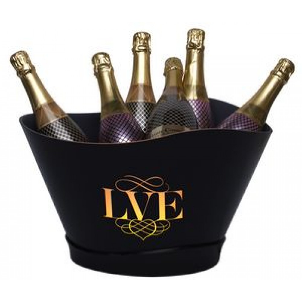 Large Black Plastic LED Ice Bucket with Logo