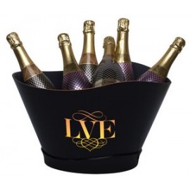 Large Black Plastic LED Ice Bucket with Logo  Large Black Plastic LED Ice Bucket with Logo