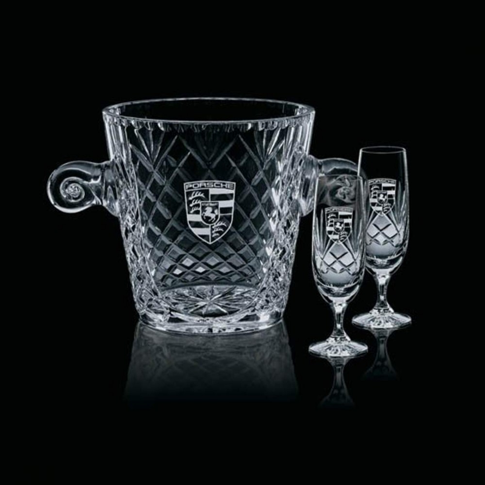 Custom Imprinted Medallion Wine Cooler & 2 Flutes Custom Imprinted Medallion Wine Cooler & 2 Flutes
