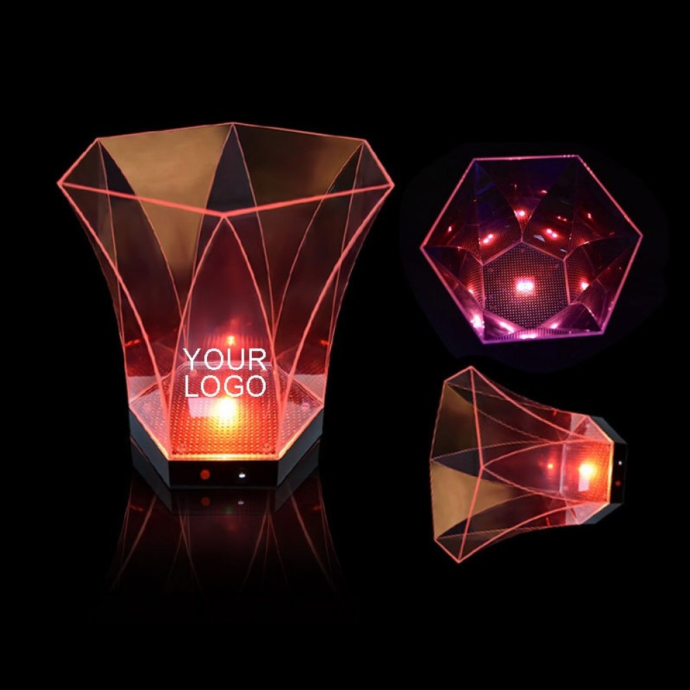 6 Liter PS LED Hexagonal Ice Bucket - Rechargeable Style with Logo 6 Liter PS LED Hexagonal Ice Bucket - Rechargeable Style with Logo