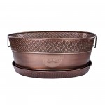 BREKX Aspen Hammered Beverage Tub with Kingston Tray in Antique Copper Finish with Logo