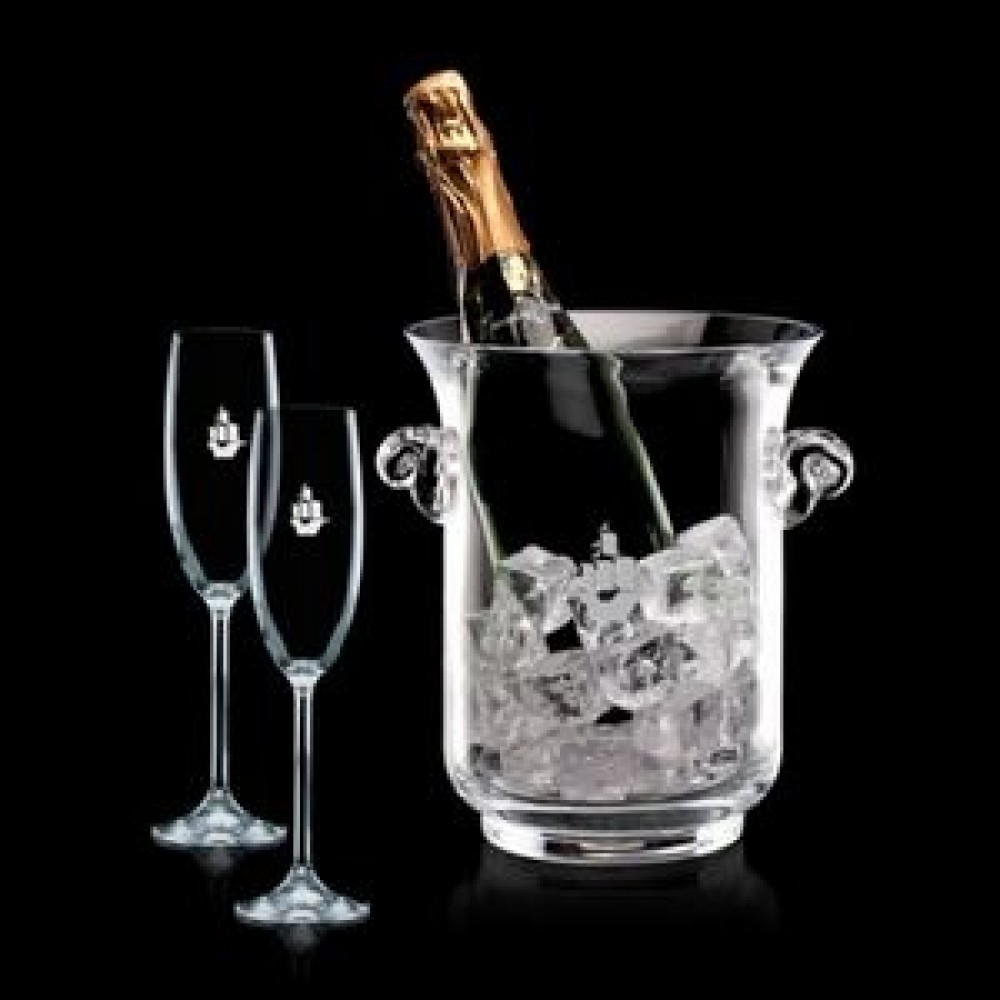 Lyndhurst Champagne Bucket & 2 Flutes Logo Branded Lyndhurst Champagne Bucket & 2 Flutes Logo Branded