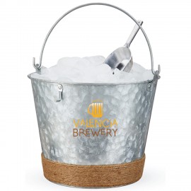 Custom Twine Living Jute Wrapped Galvanized Ice Bucket