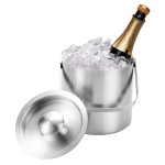 Double Wall Stainless Steel Insulated Ice Bucket With Lid and Ice Tong with Logo