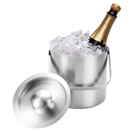 Double Wall Stainless Steel Insulated Ice Bucket With Lid and Ice Tong with Logo  Double Wall Stainless Steel Insulated Ice Bucket With Lid and Ice Tong with Logo