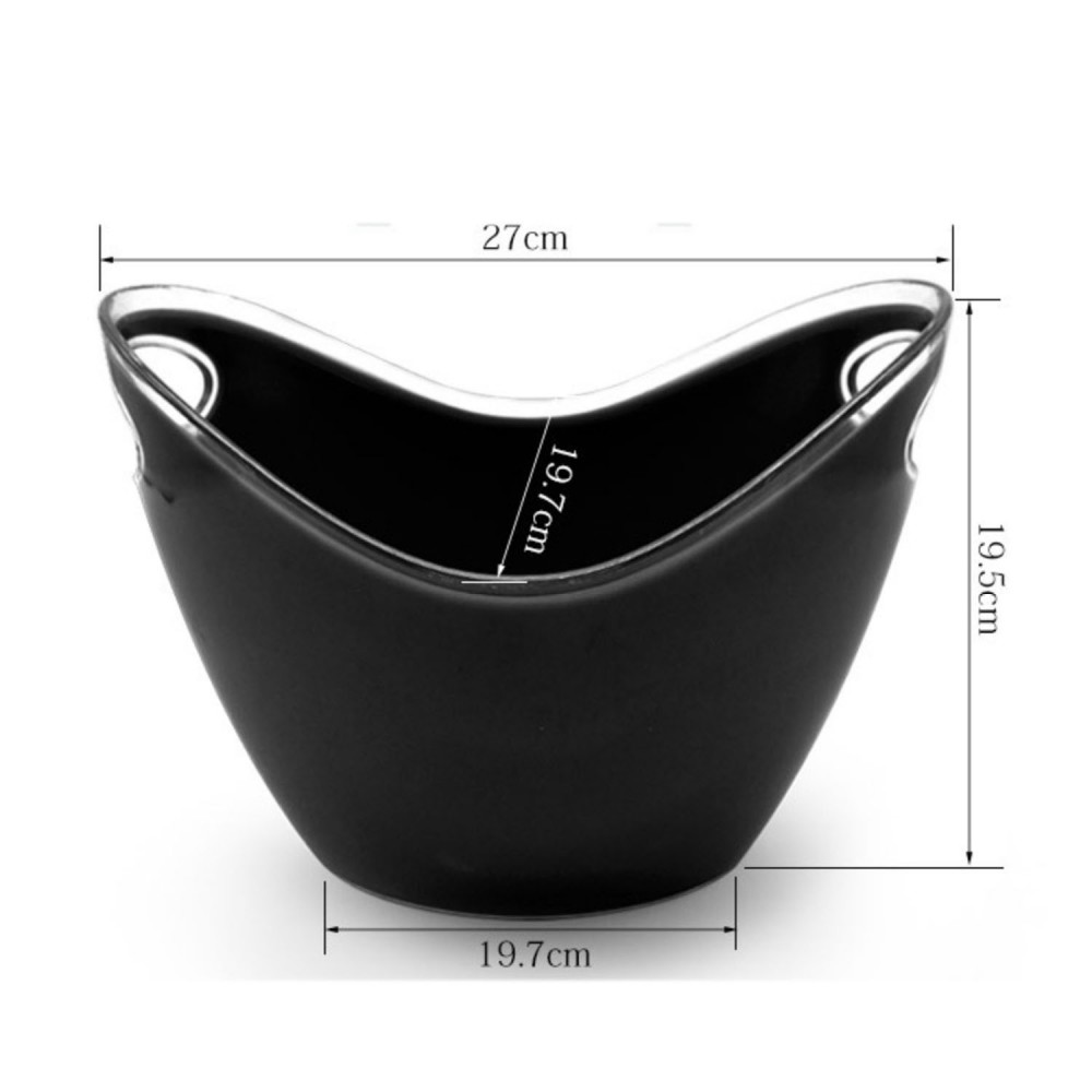 Custom Black Ice Bucket Acrylic Bucket Beverage Bucket with Comfortable Handle Drink Cooler Party