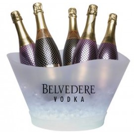 Logo Branded LED Light Ice Bucket, Large White Plastic