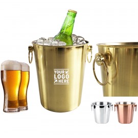 4.5L Stainless Steel Ice Bucket with Handgrip with Logo  4.5L Stainless Steel Ice Bucket with Handgrip with Logo