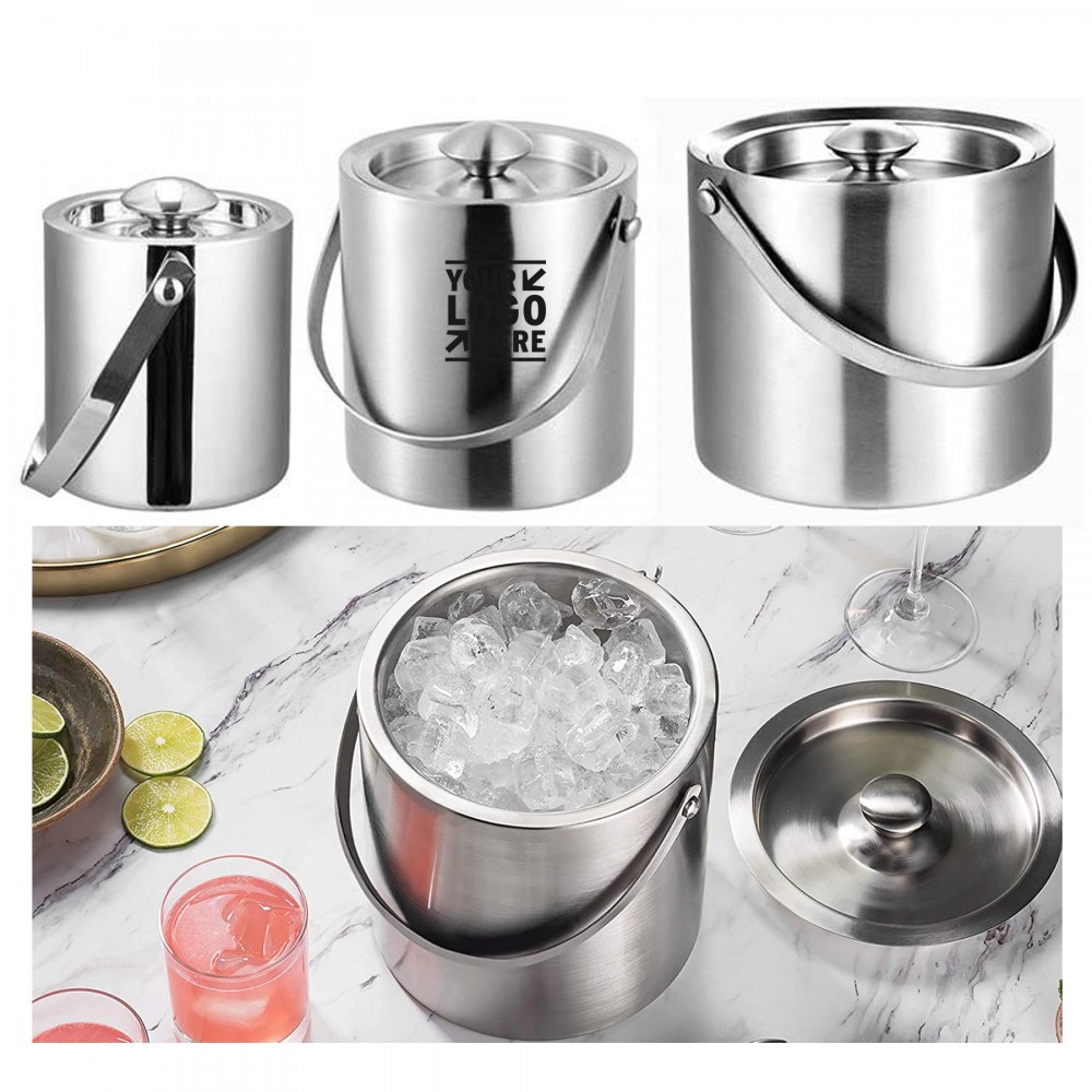 Customizes 1L Double Walled Stainless Steel Insulated Ice Bucket With Lid Customizes 1L Double Walled Stainless Steel Insulated Ice Bucket With Lid