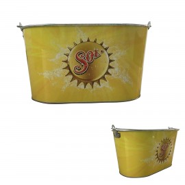 Logo Branded Galvanized Metal Ice Bucket With Bottle Opener