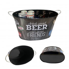 15 Qt Galvanized Metal Ice Bucket with Logo  15 Qt Galvanized Metal Ice Bucket with Logo