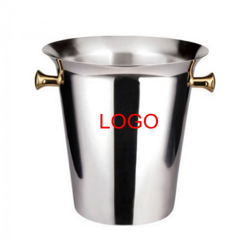Personalized 10 Pints/ 5L Double Wall Stainless Steel Ice Bucket with Handle Household Cooler Bucket(1-2 Bottle)