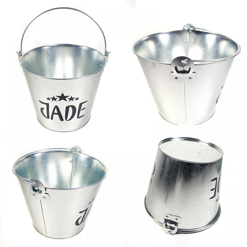 Personalized 5 Quart Galvanized Ice Bucket W One Opener