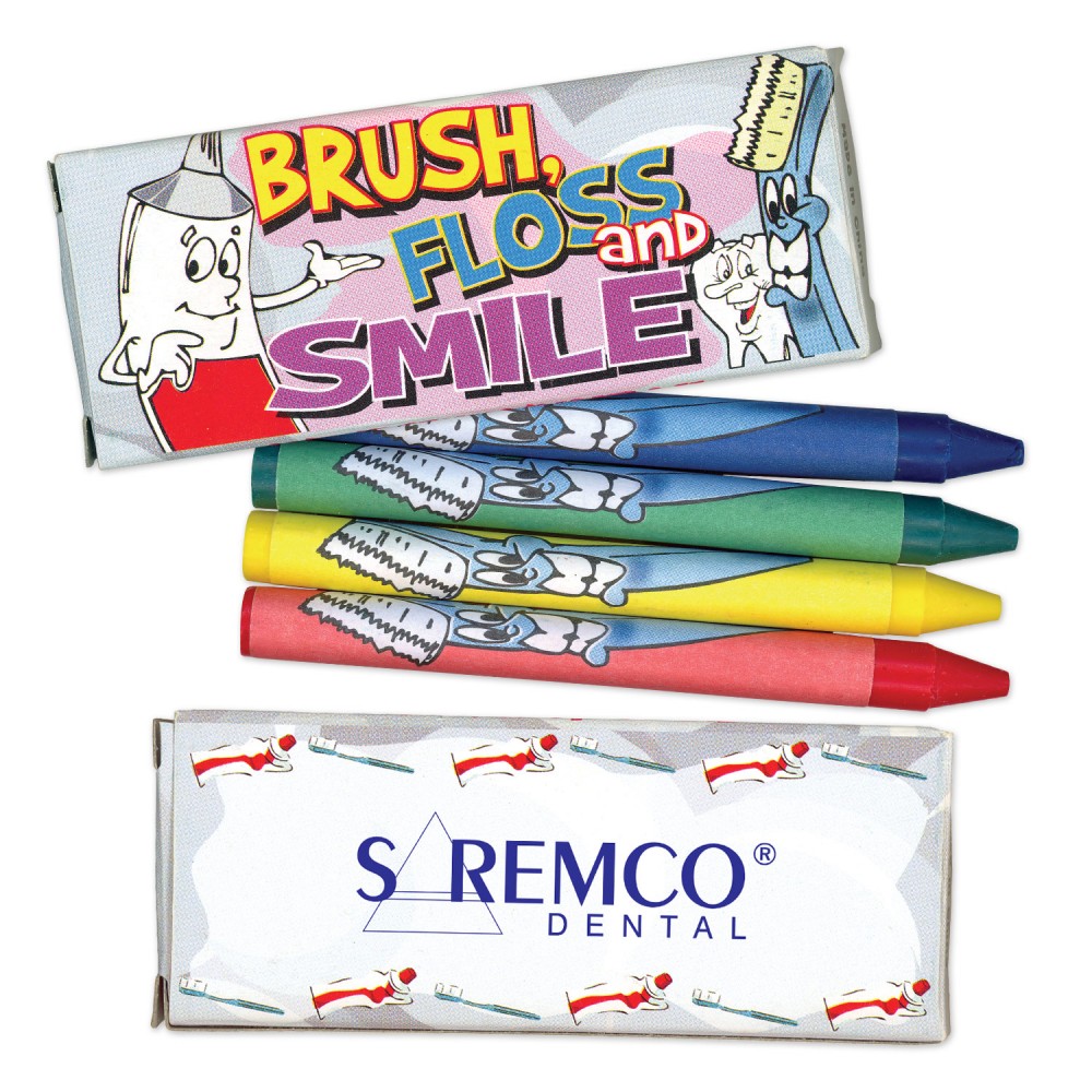 4 Pack Dental Theme Crayons Custom Printed