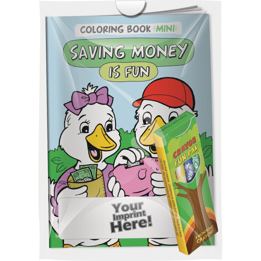 Combo Pack - Mini Coloring Book & 4-Pack of Crayons in a Poly Bag Logo Branded Combo Pack - Mini Coloring Book & 4-Pack of Crayons in a Poly Bag Logo Branded