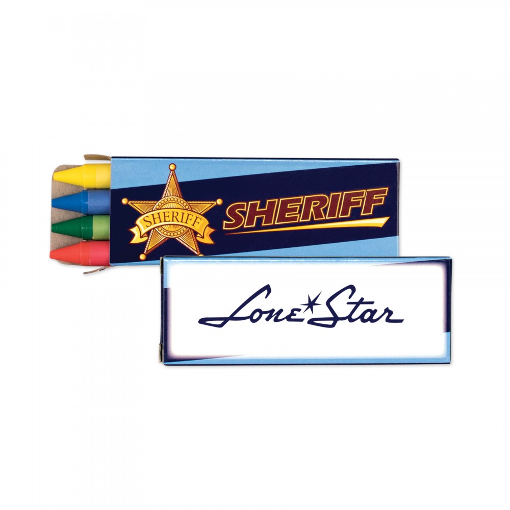 Sheriff 4 Pack Themed Crayons Custom Imprinted