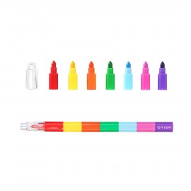 7 Colors Stackable Crayon Pen Custom Imprinted