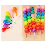 7 in 1 Rainbow Crayon With Funny Faces Custom Imprinted