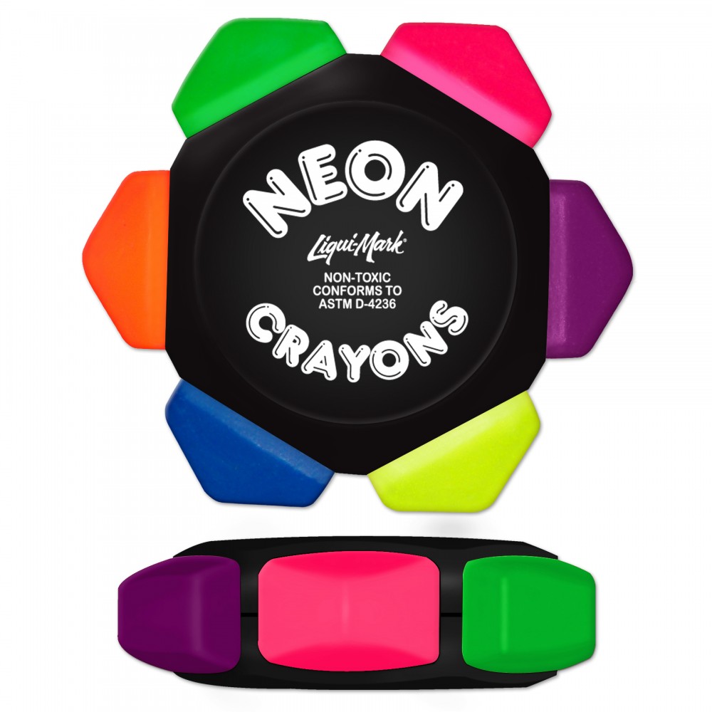 Logo Branded Liqui-Mark Crayo-Craze Neon 6-Color Crayon Wheel