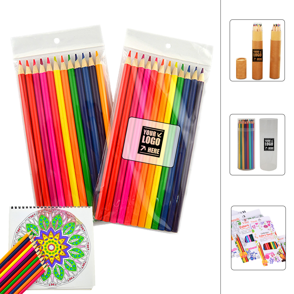 Custom Imprinted 12 Colored Pencils in Bag