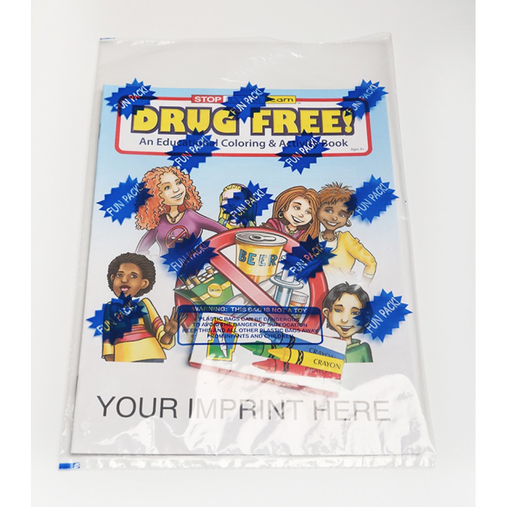 Drug Free Coloring & Activity Book Fun Pack Custom Imprinted