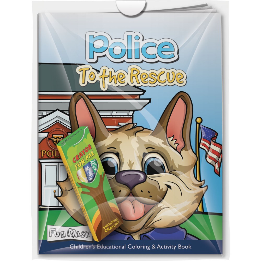 Custom Printed Combo Pack - Fun Mask Coloring Book & 4-Pack of Crayons (Imprinted) in a Poly Bag Custom Printed Combo Pack - Fun Mask Coloring Book & 4-Pack of Crayons (Imprinted) in a Poly Bag
