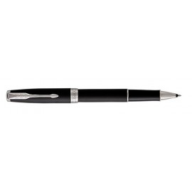 Logo Branded Luxury Line Parker Sonnet Matte Black Rollerball Pen With Chrome Trim