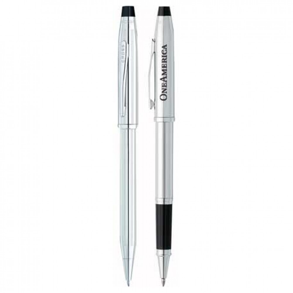 Cross Century II Lustrous Chrome Pen Set Logo Branded Cross Century II Lustrous Chrome Pen Set Logo Branded