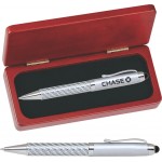 FIBERTEC Series Stylus Pen, silver pen barrel stylus pen with rosewood color gift box Logo Branded