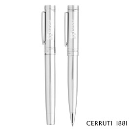 Logo Branded Cerruti 1881 Zoom Classic Ballpoint Pen & Rollerball Pen Gift Set - Silver  Logo Branded Cerruti 1881 Zoom Classic Ballpoint Pen & Rollerball Pen Gift Set - Silver