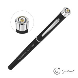 Logo Branded Garland Tactical Custom Textured Rollerball Pen - Chrome