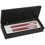 Dot Grip Pen Set Series- Red Pen and Roller Pen Set, Crescent Moon Shape Clip, black wood gift box Custom Imprinted