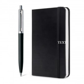 Logo Branded SHEAFFER Executive Gift Set Sentinel Black 321 Ballpoint Pen with Medium Hard Notebook