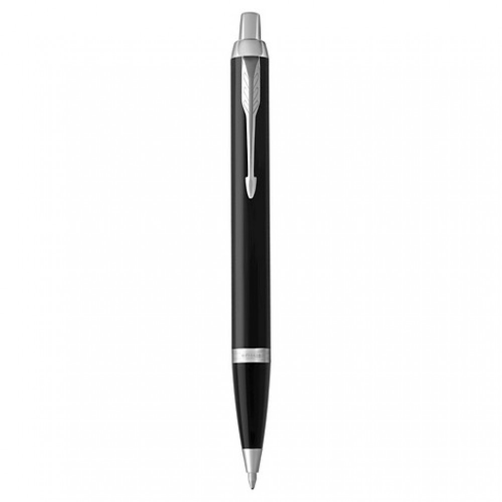 Logo Branded Parker IM Black Lacquer w/Chrome Trim Ballpoint Pen