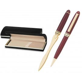 MB Series Pen and Letter Opener Gift Set in black velvet gift box - burgundy pen set Logo Branded