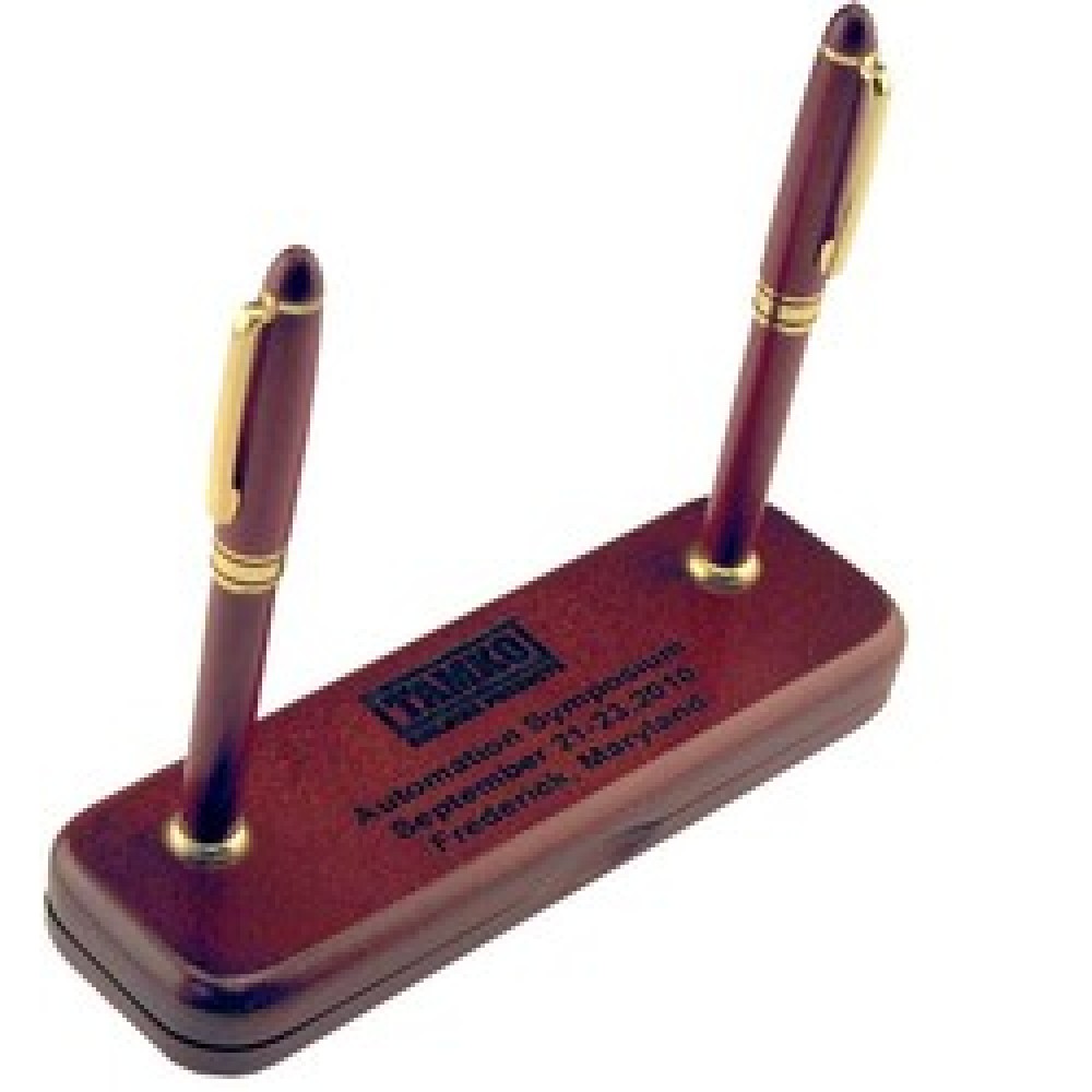 Wood Pen & Pencil Set w/Stands Logo Branded