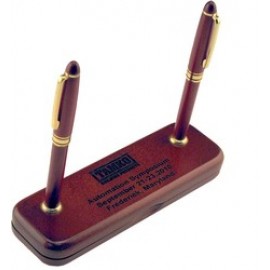 Wood Pen & Pencil Set w/Stands Logo Branded