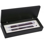 Custom Imprinted JJ Series Gunmetal Stylus Pen and Pencil Set in Black wood Presentation Gift Box