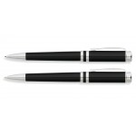 Logo Branded Franklin Covey Freemont Deco Black Lacquer Ballpoint Pen/0.9mm Pencil Set