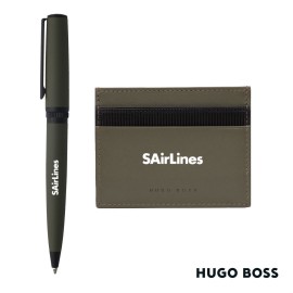 Custom Imprinted Hugo Boss Matrix Card Holder/Gear Matrix Ballpoint Pen - Khaki