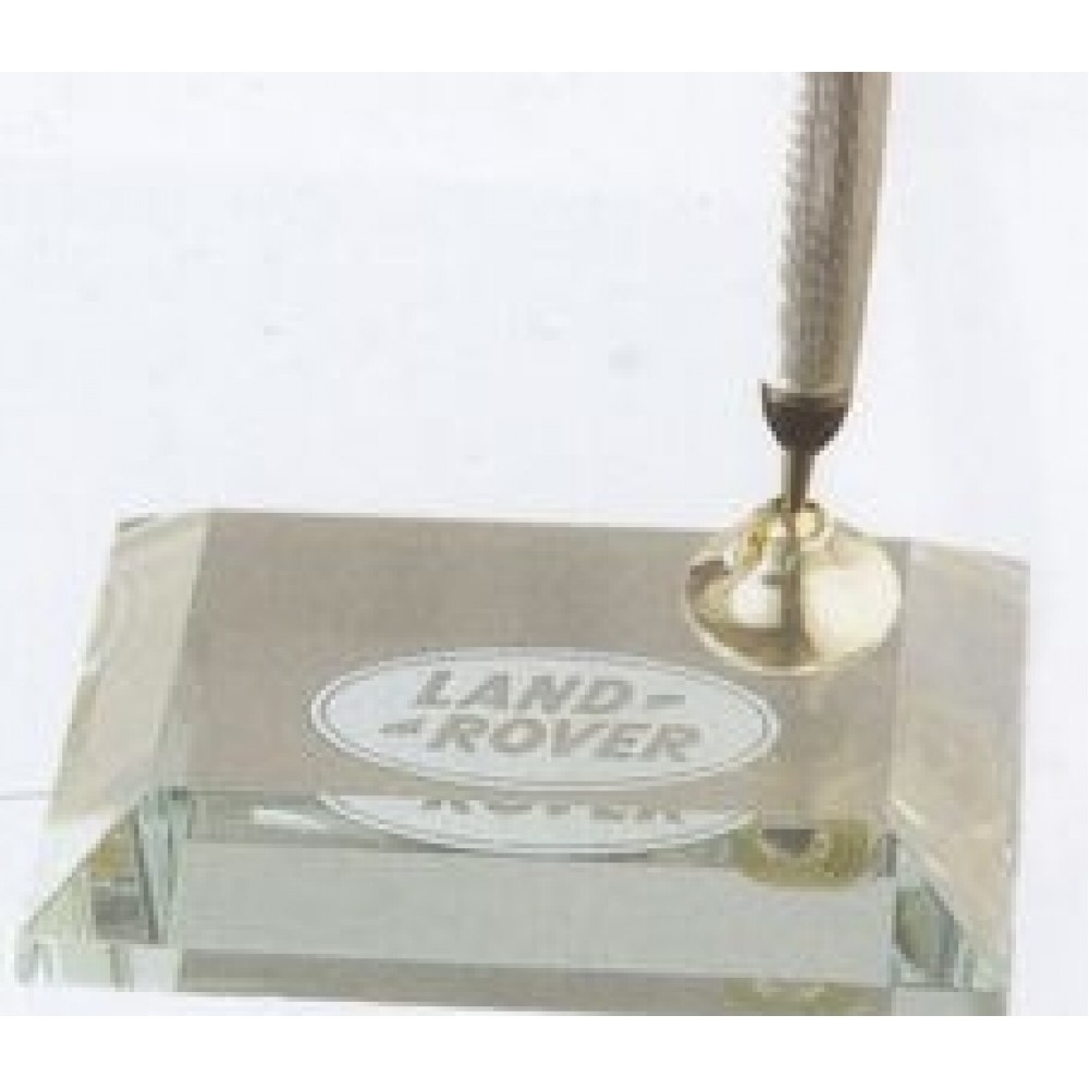 Custom Printed Jade Glass Pen Set w/1 Silver Pen ("x4"x3")