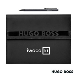 Custom Hugo Boss Cloud Ballpoint Pen & A5 Folder Set - Black  Custom Hugo Boss Cloud Ballpoint Pen & A5 Folder Set - Black