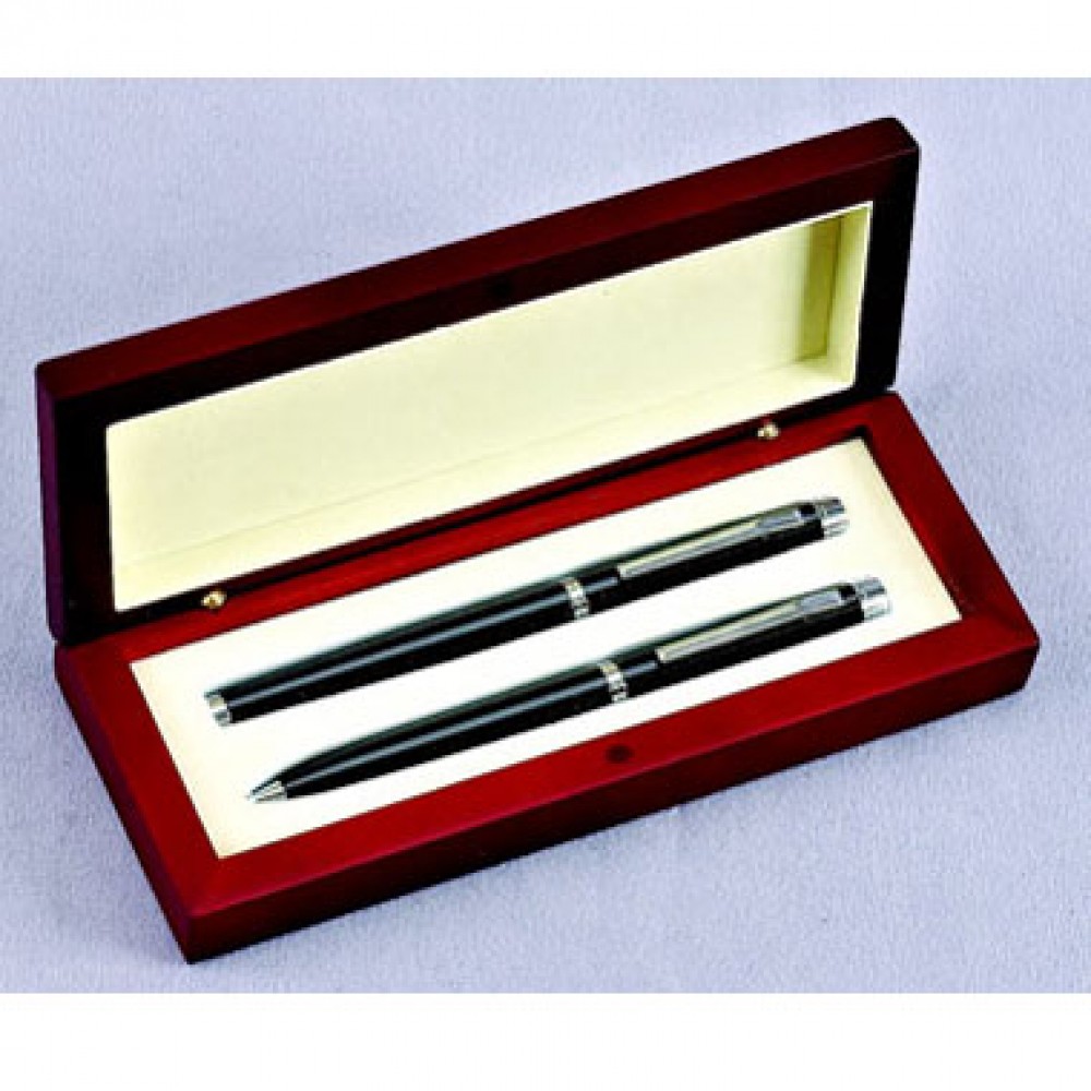 Rectangular Rosewood Pen Set (ENGRAVED) Custom Printed Rectangular Rosewood Pen Set (ENGRAVED) Custom Printed