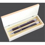JJ Series Gunmetal Stylus Pen and Pencil Set in white wood Presentation Gift Box Custom Printed